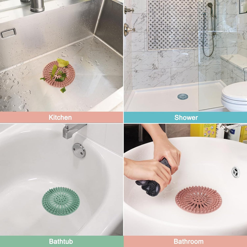 Sink Drain Strainer, Shower Drain Hair Catcher, TPR Drain Hair Catcher, Flat Drain Cover Anti-Clog Hair Trap for Tub Sink Laundry