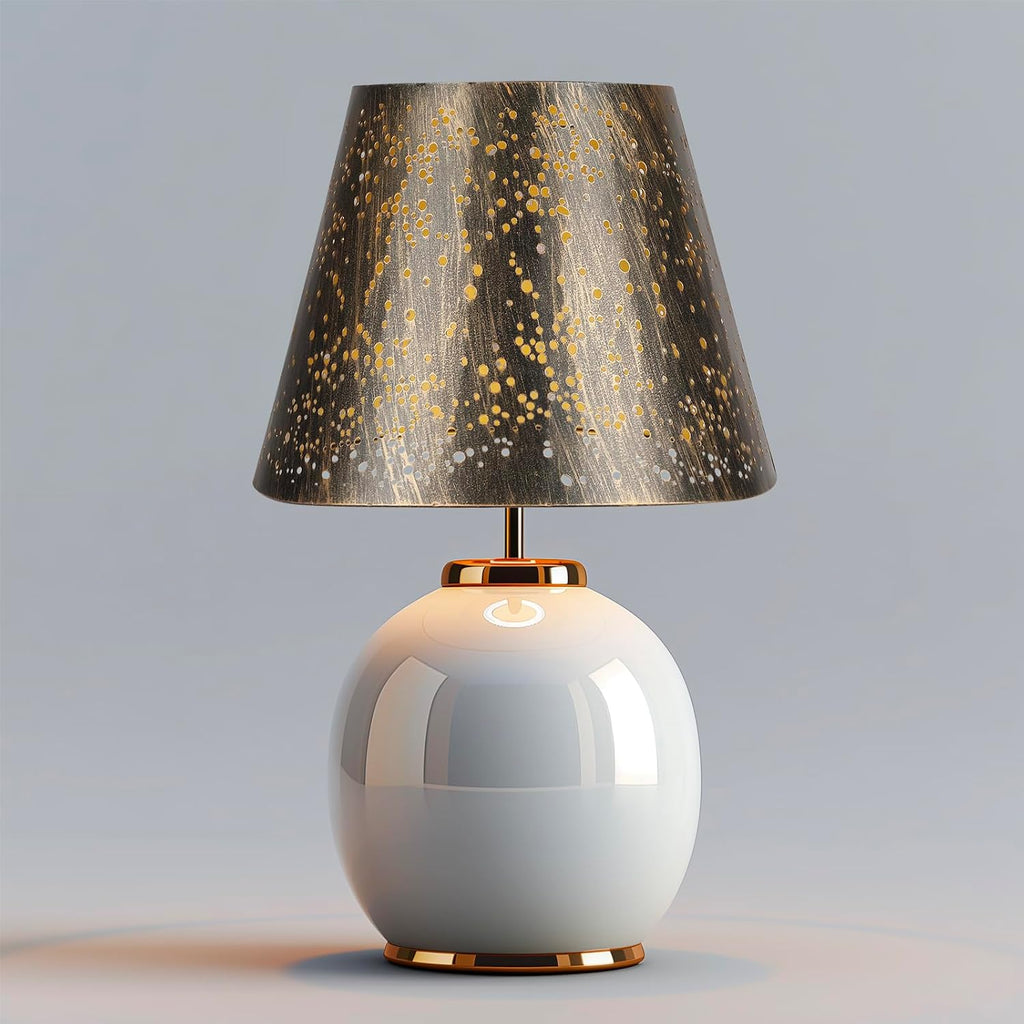 Black & Gold Metal Lamp Shade with Starry Cutout Design – Modern Decorative Replacement Shade for Table, Floor & Bedside Lamps