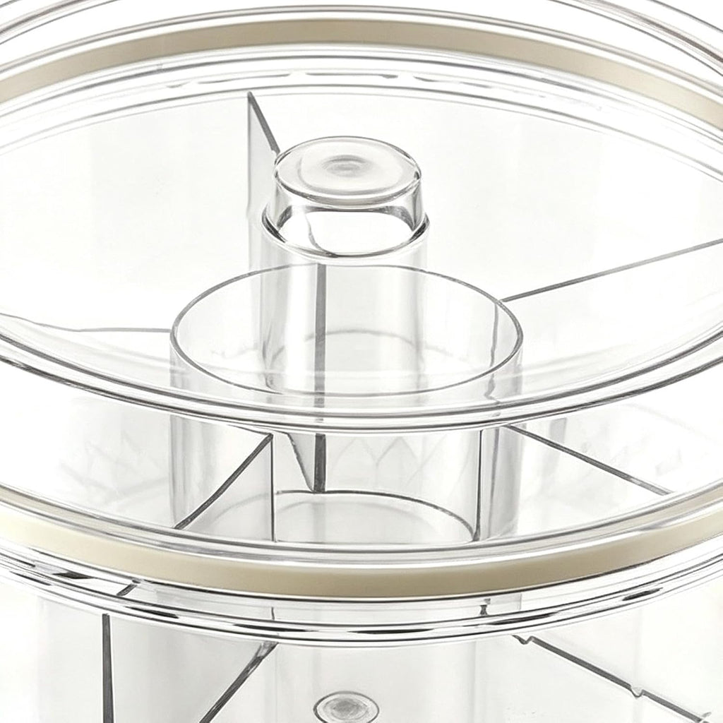 2-Tier Divided Serving Tray with Ice Compartment, Chilled Food Platter, Cold Food Storage Tray for Picnic, BBQ, Party and Kitchen