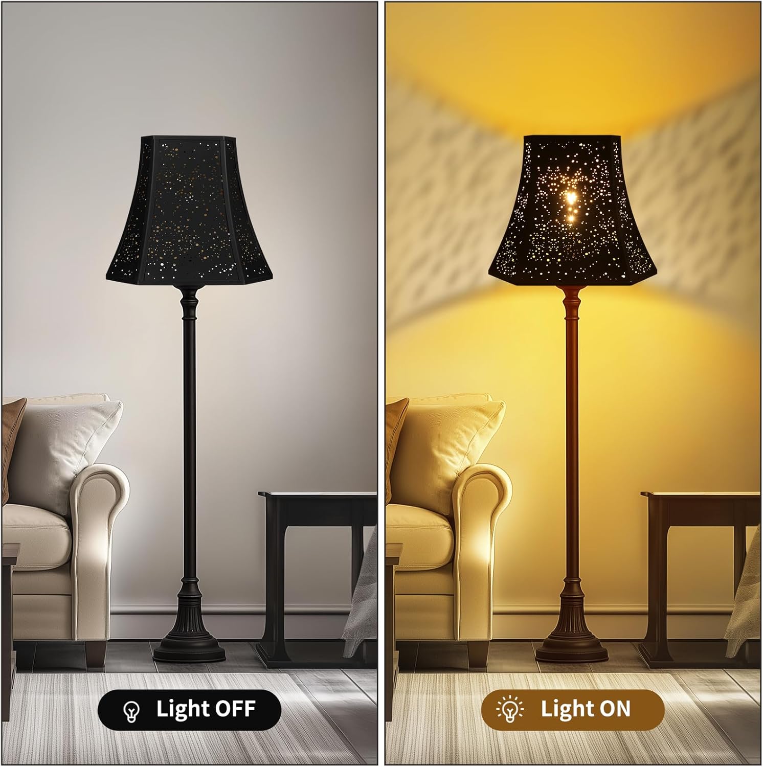 Square Cut Bell Lampshade | Etched Starry Sky Design