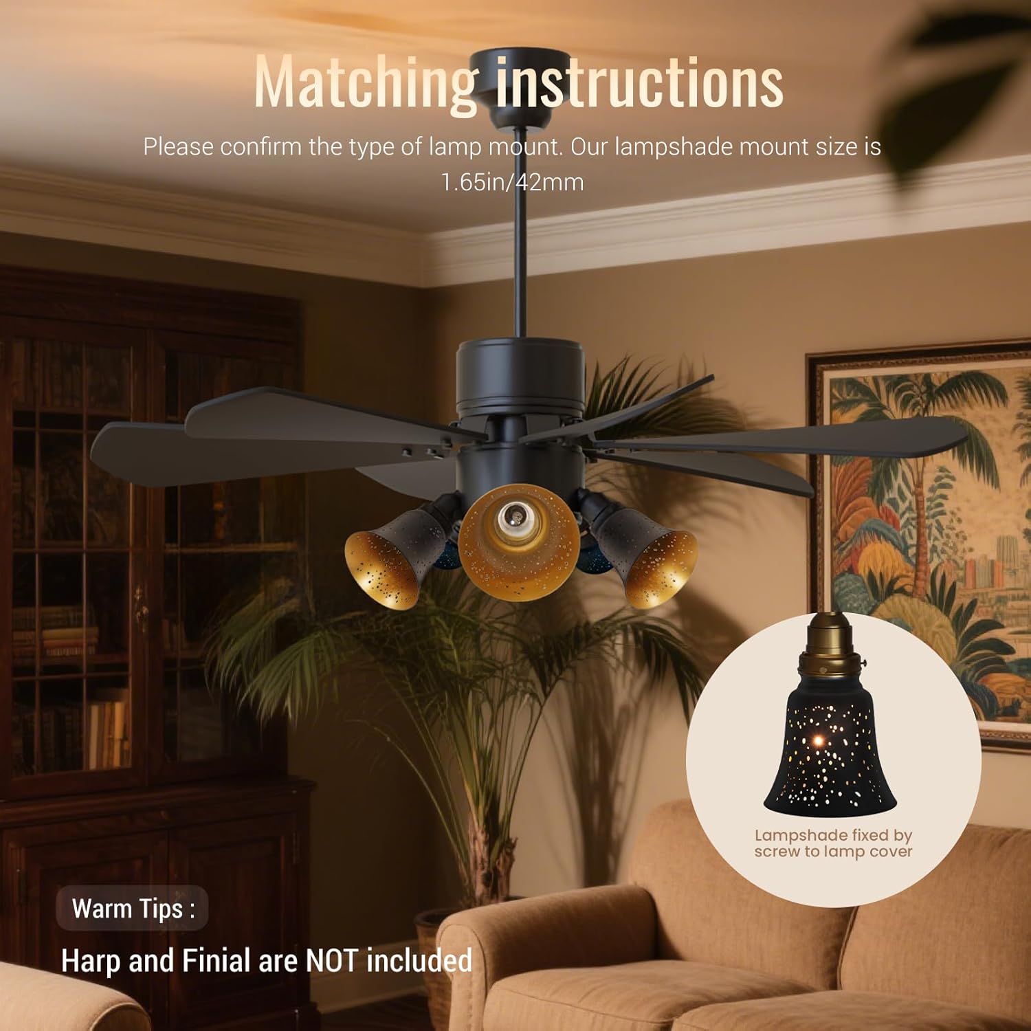 ALUCSET 3 Pack Bell Metal Light Shades, 1-5/8" Fitter, 4.5"×4-3/4" Ceiling Fan Light Cover Replacement, for Chandeliers & Wall Sconces