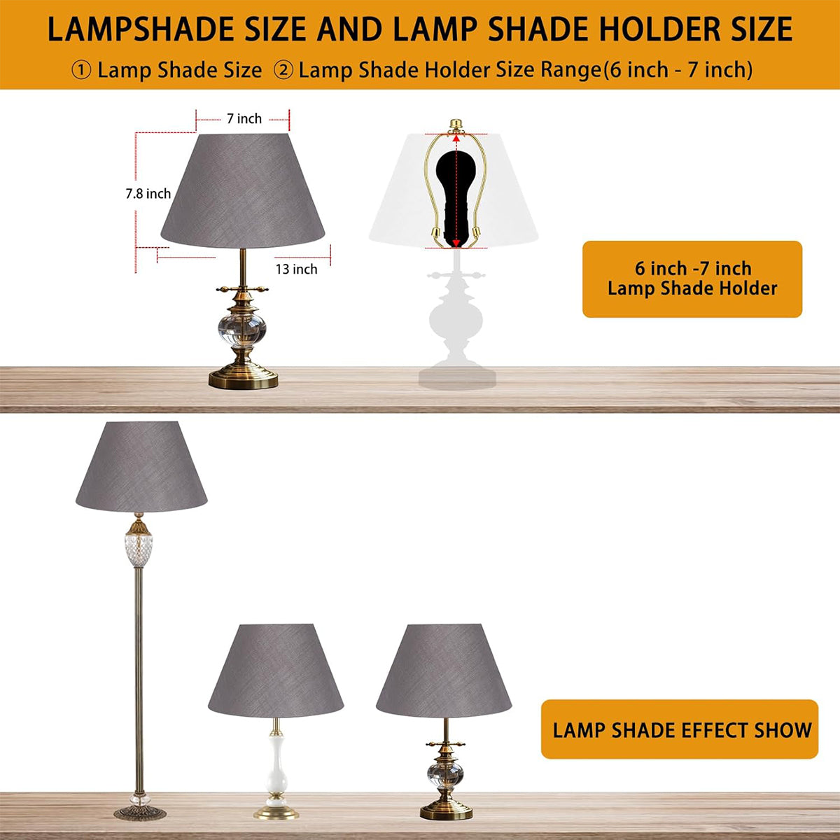 ALUCSET 7×13×7.8 Inch Handmade Linen Barrel Lampshade, Decorative Lamp Cover for Table Lamp & Christmas Home Decor