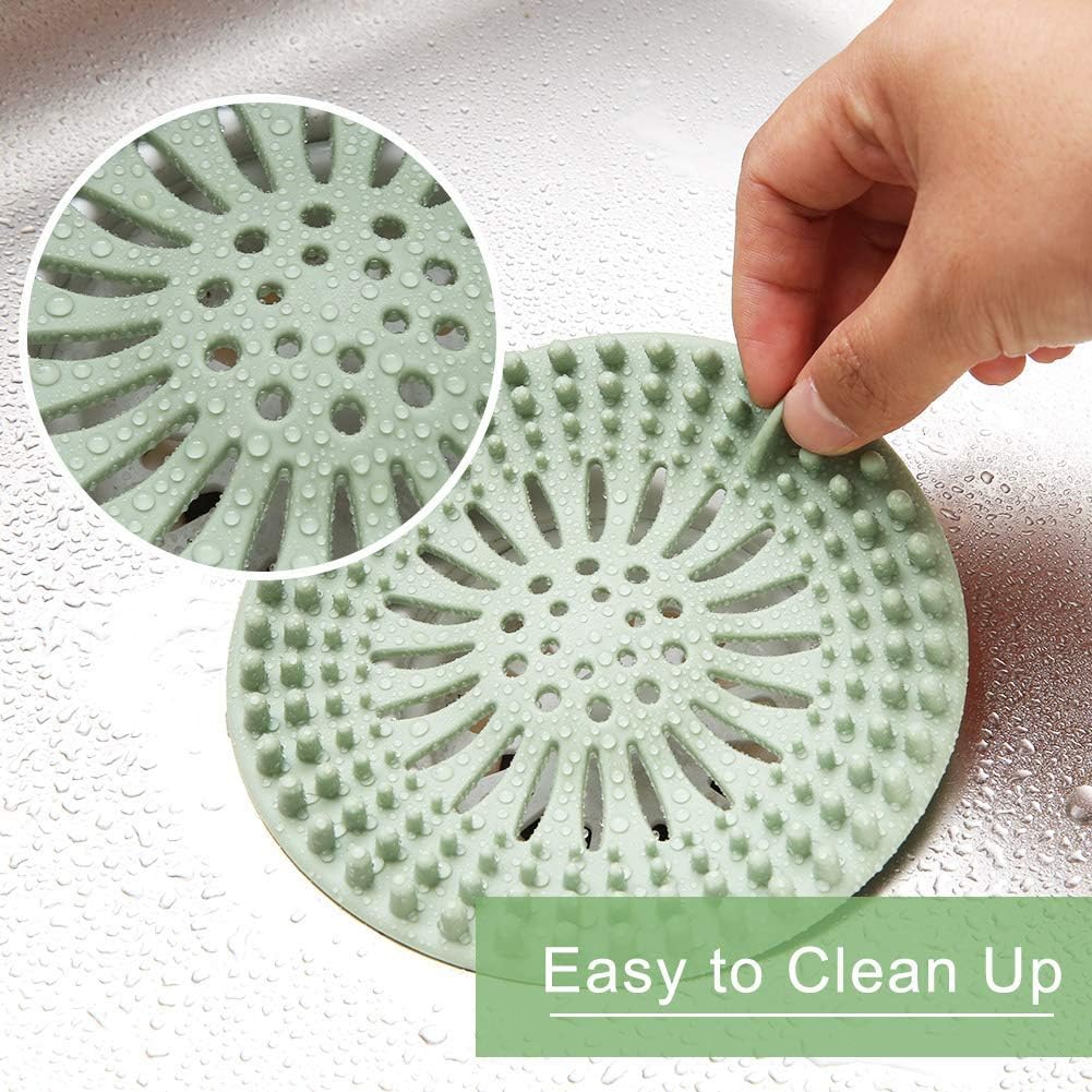 Sink Drain Strainer, Shower Drain Hair Catcher, TPR Drain Hair Catcher, Flat Drain Cover Anti-Clog Hair Trap for Tub Sink Laundry