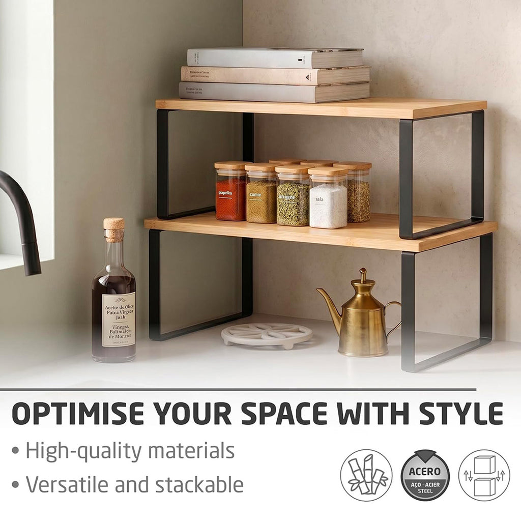 2-Piece Kitchen Cabinet Organizer Shelves, Spice Rack Storage Organizers for Pantry, Countertop and Kitchen Cabinet