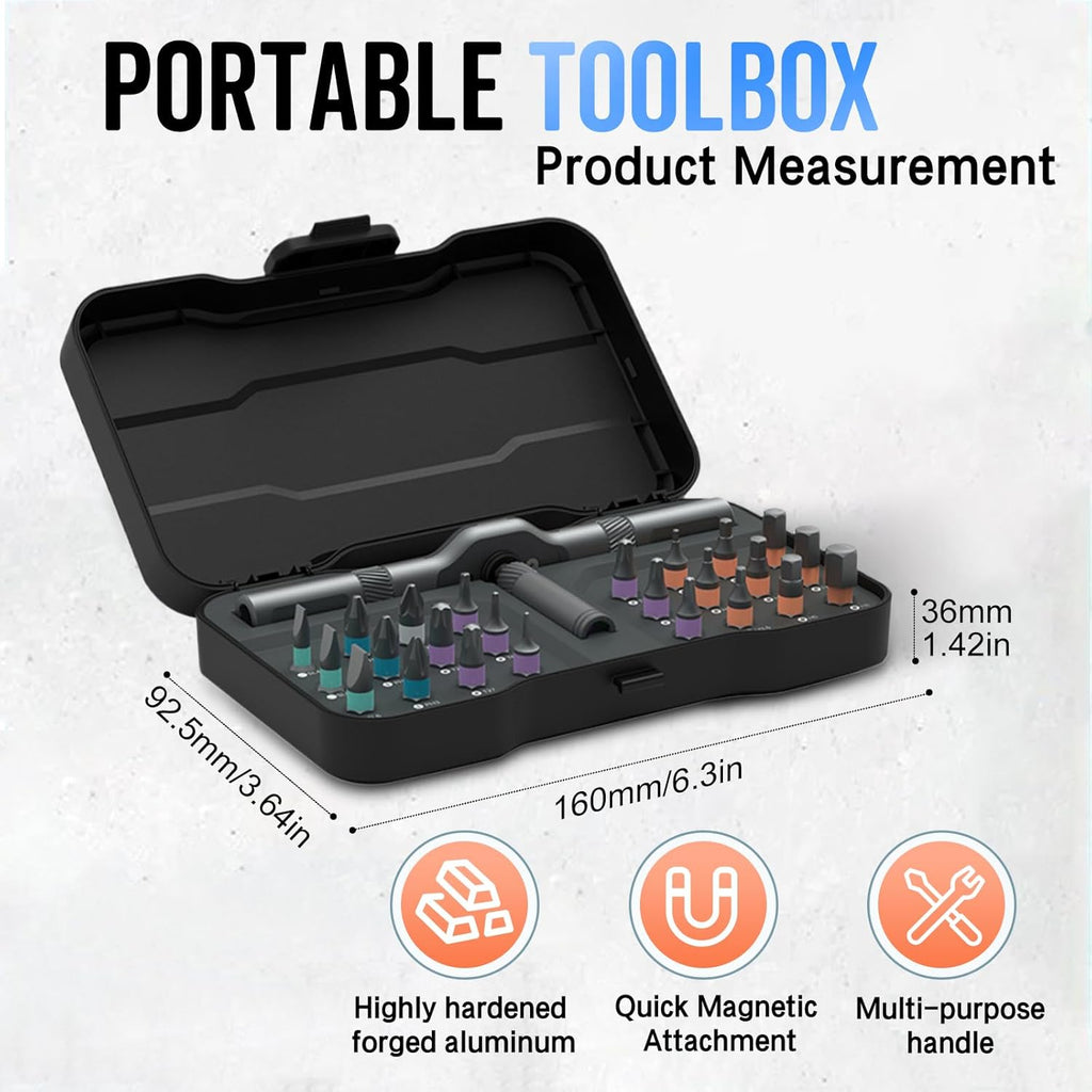 24 in 1 Screwdriver Set, Seese 24 in 1 Multitool, Magnetic DIY Screwdriver Toolbox, Multi Bit Ratchet Screwdriver for Home Repair & Car Leather Repair Kit