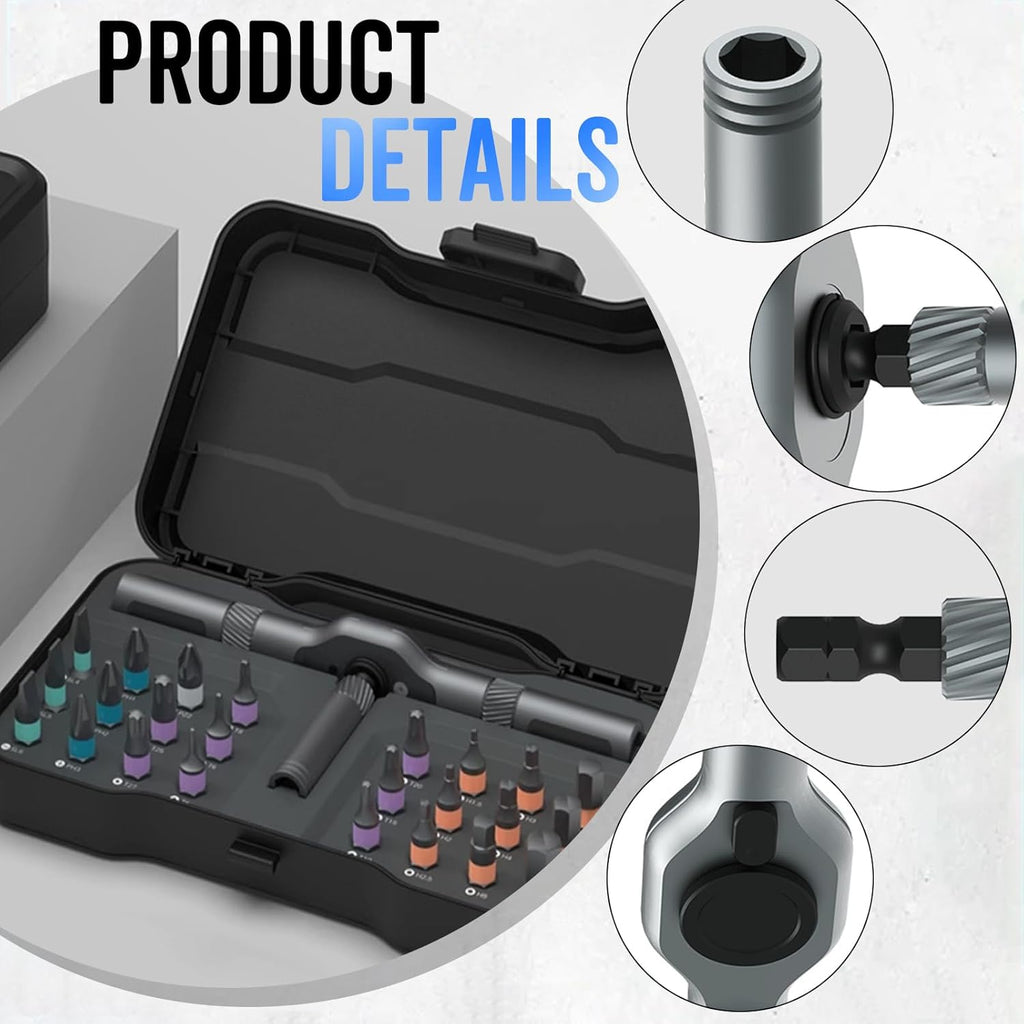 24 in 1 Screwdriver Set, Seese 24 in 1 Multitool, Magnetic DIY Screwdriver Toolbox, Multi Bit Ratchet Screwdriver for Home Repair & Car Leather Repair Kit