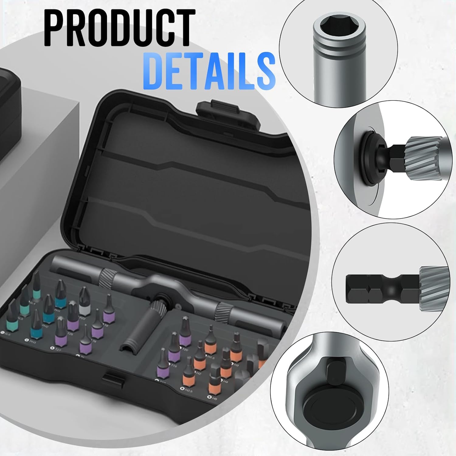 24 in 1 Screwdriver Set, Seese 24 in 1 Multitool, Magnetic DIY Screwdriver Toolbox, Multi Bit Ratchet Screwdriver for Home Repair & Car Leather Repair Kit