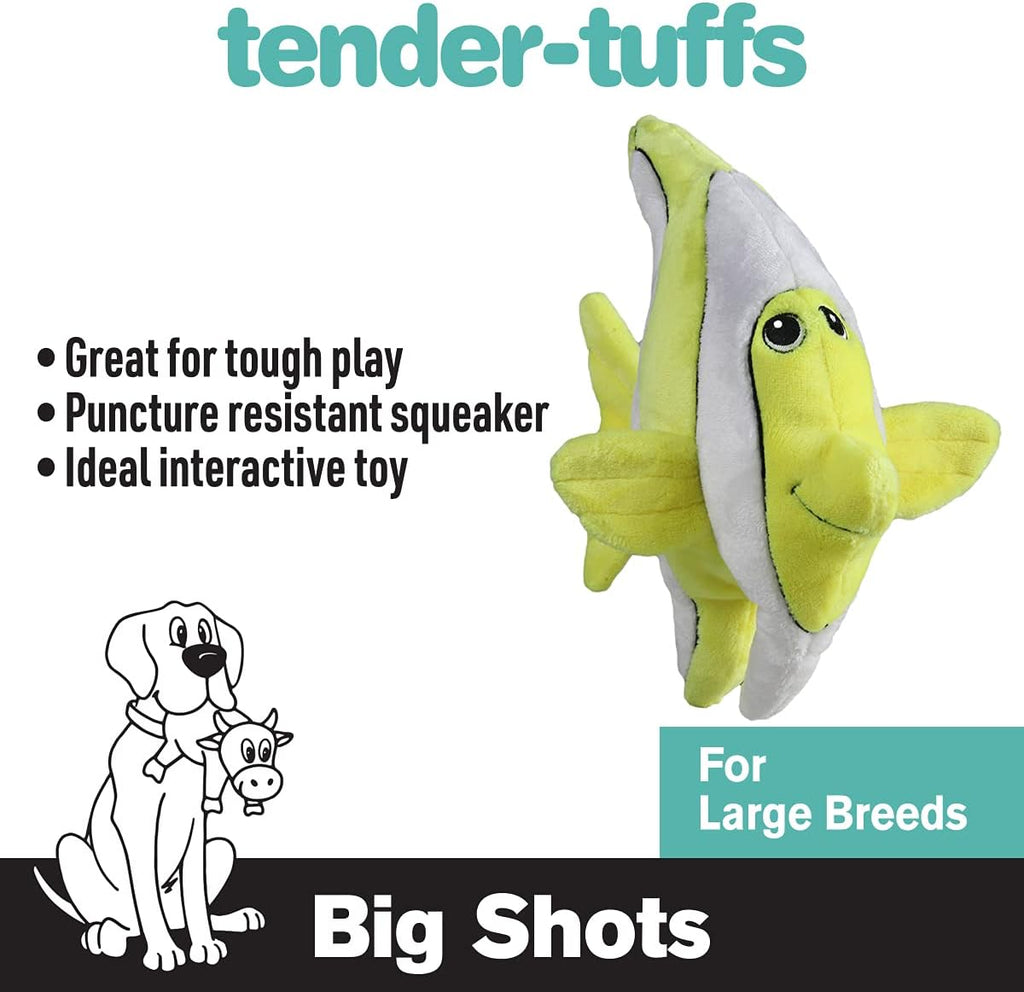Snuggle Puppy Tender-Tuffs - Angelfish Plush Toy for Big Dogs - Puncture Resistant Squeaker - Durable Stuffed Animal Plush to Keep Them Busy