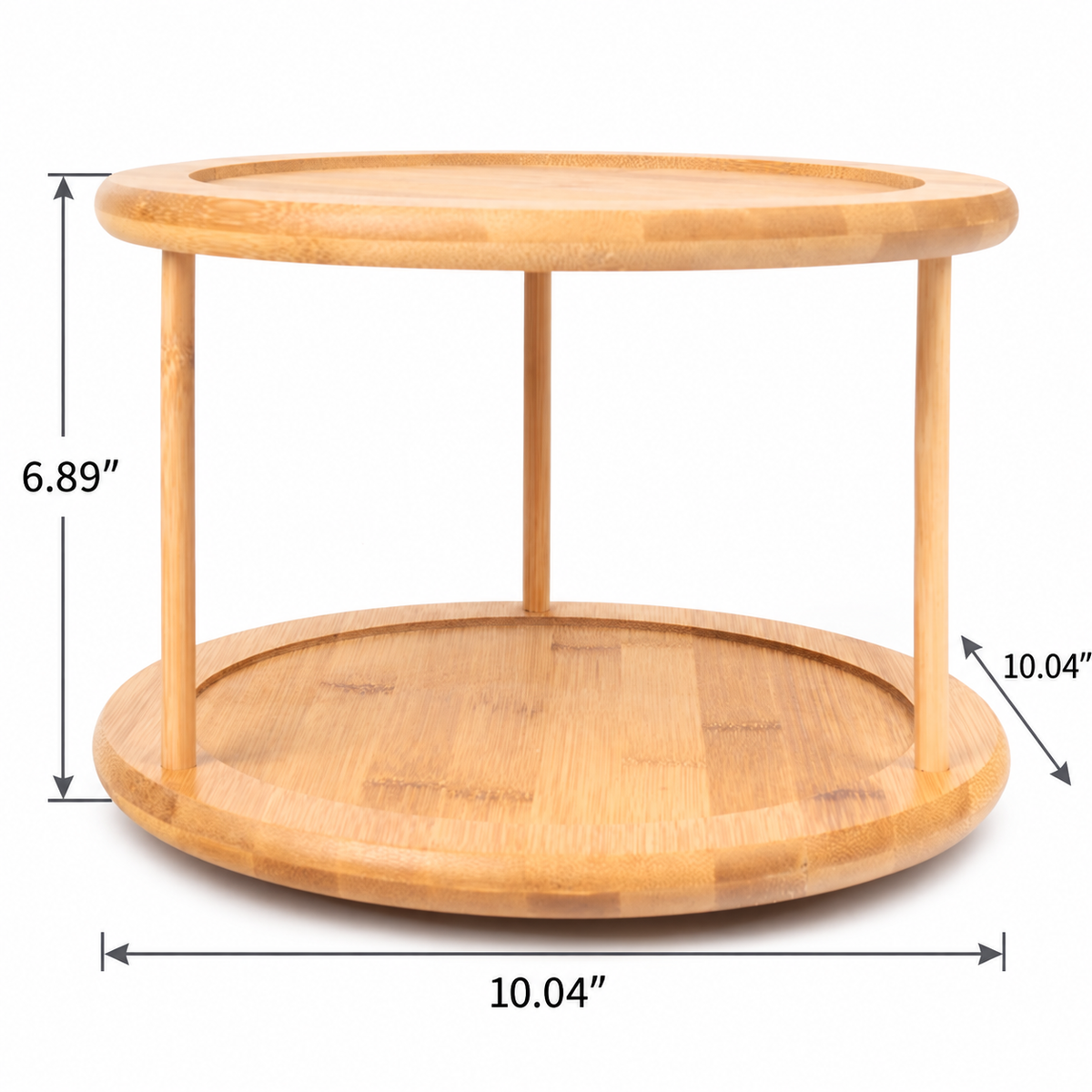 2-Tier Bamboo Lazy Susan Turntable, 10 Inch 360° Rotating Spice Rack for Kitchen Cabinet Pantry Countertop Storage Organization