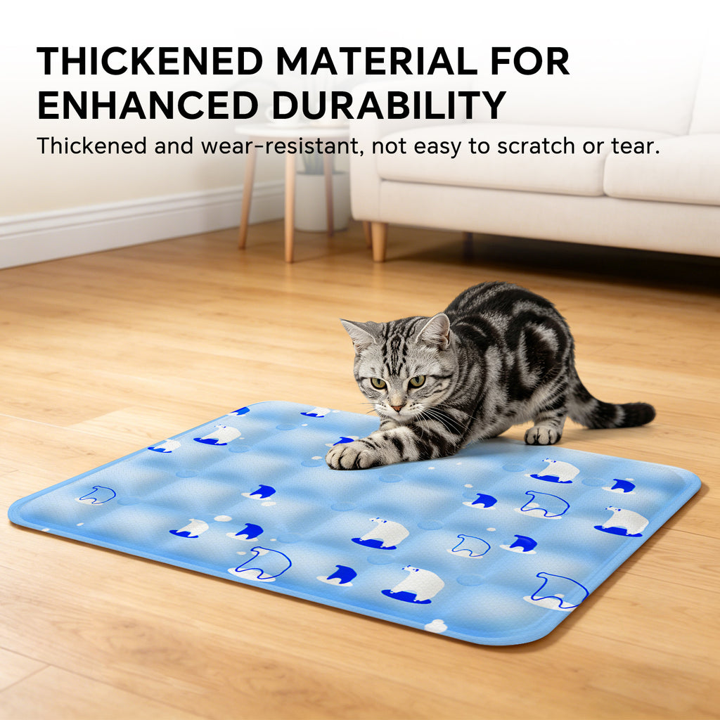 Water-Fill Pet Cooling Mat for Cats & Dogs, Reusable Washable Summer Cooling Pad, Blue, 35.43" x 23.62"