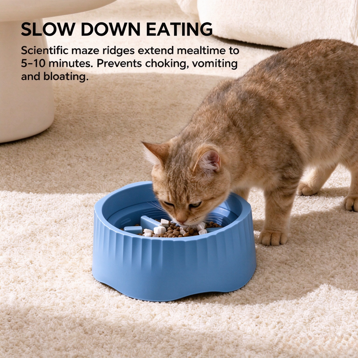 2-in-1 Pet Slow Feeder Bowl, Anti-Choke Maze Food Bowl with Non-Slip Base, Washable Pet Feeding Dish for Cats Small Dogs