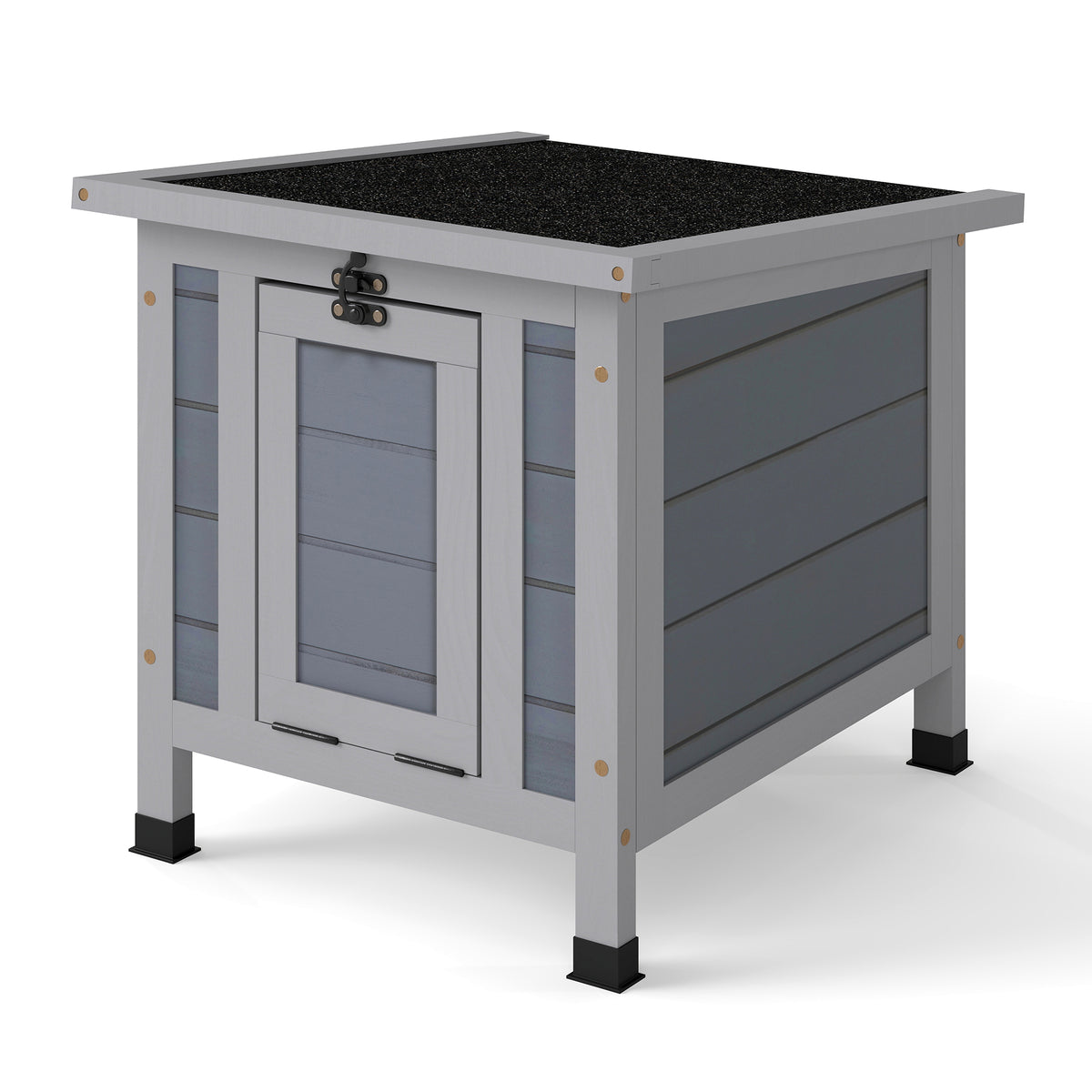Wooden Rabbit Hutch, Light Gray Weatherproof Bunny House with Asphalt Roof, Outdoor Small Animal Cage for Rabbit Guinea Pig