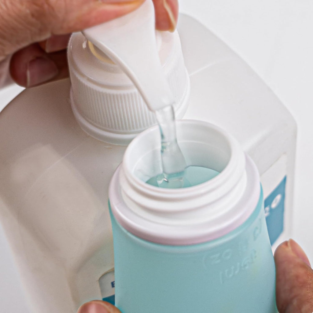 Silicone Travel Bottles Set, Refillable Leak Proof Toiletry Containers with Clear Cosmetic Bag for Shampoo Lotion Skincare