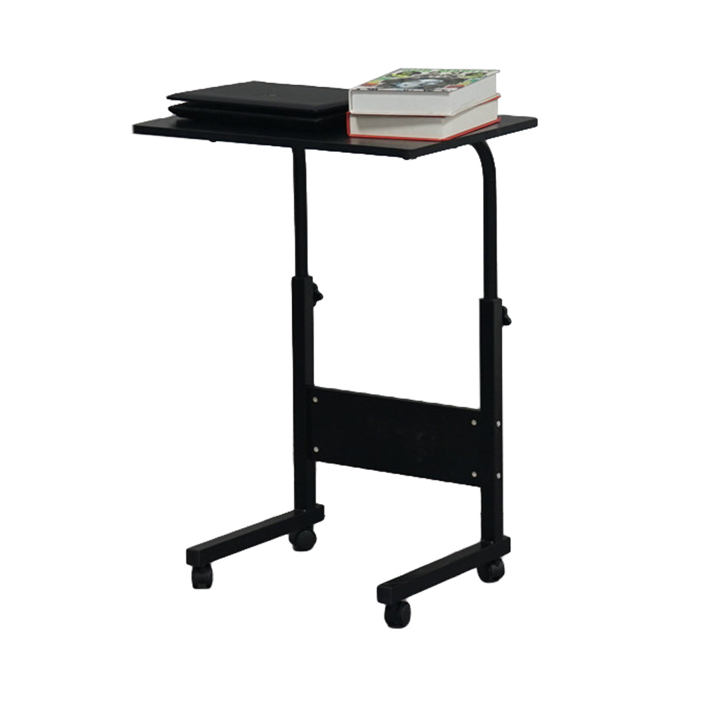 AEELLEEA-Adjustable Height Mobile Side Table with Baffle, Rolling Chipboard Steel End Table, Portable Removable Small Desk