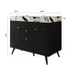 Black Bathroom Vanity with Sink, Modern Freestanding Cabinet with Black Vein Marble Top, 2 Doors and 2 Drawers, Gold Knobs