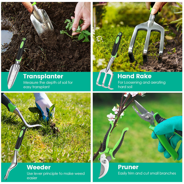 13 Piece Gardening Tool Set, Aluminum Garden Tools with Bag and Gloves