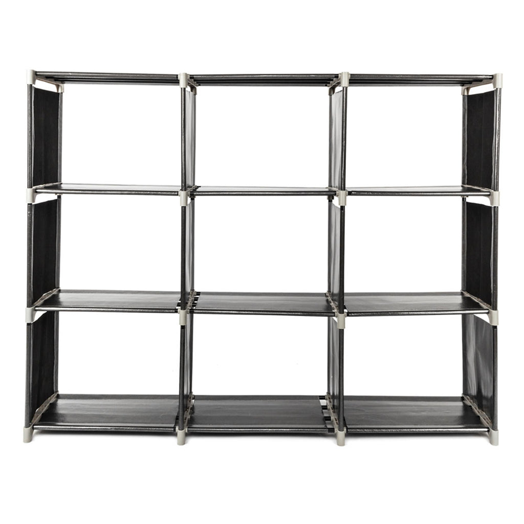 Multifunctional 3‑Tier 9‑Cube Storage Shelf, Open Storage Organizer Unit for Bedroom Bathroom Kitchen Living Room, Black