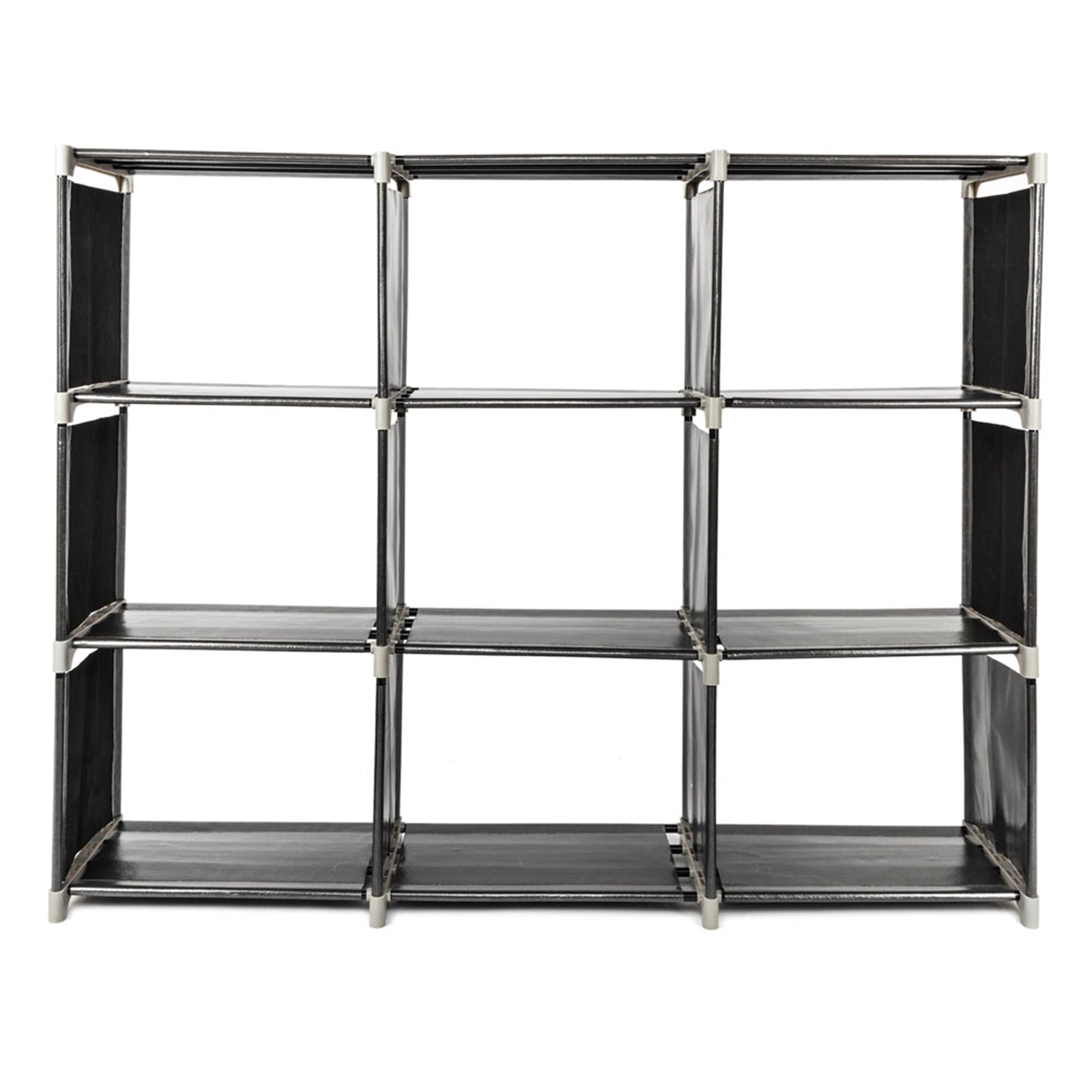 Multifunctional 3‑Tier 9‑Cube Storage Shelf, Open Storage Organizer Unit for Bedroom Bathroom Kitchen Living Room, Black