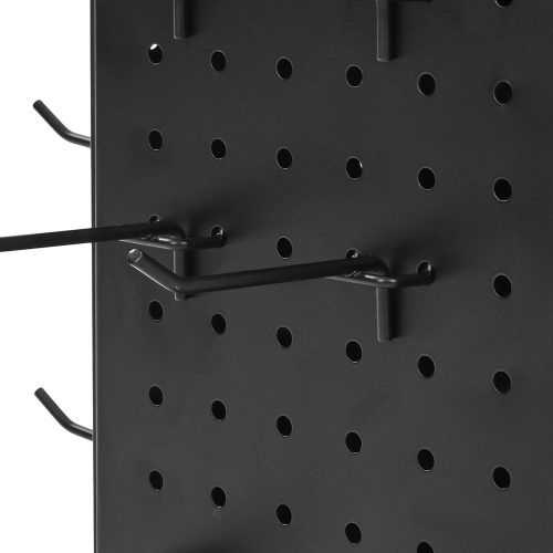 Rotating Pegboard Display 4-Sided Spinning Peg Board Display with 24 Hooks Black