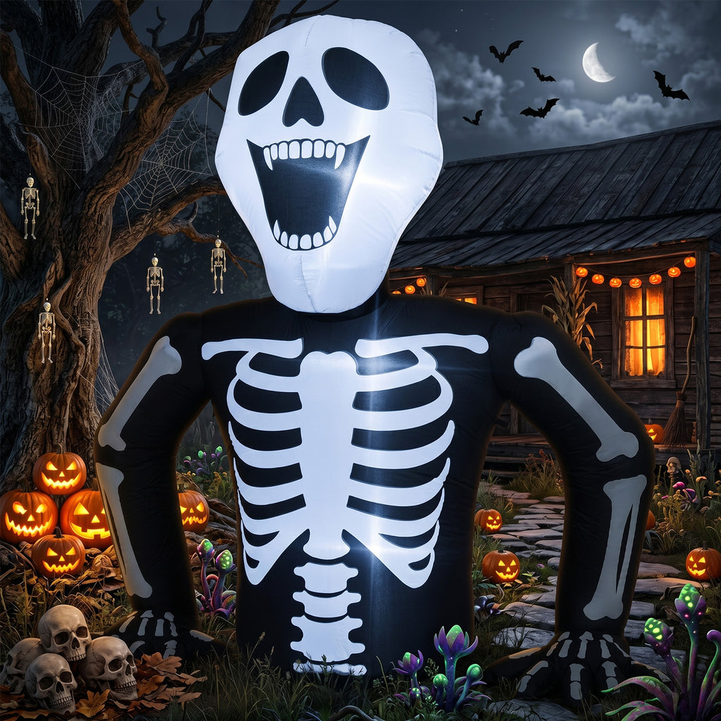 AEELLEEA-6 FT Half Body Skeleton Halloween Inflatable Decoration with 3 Built-in LED Lights