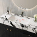 Black Bathroom Vanity with Sink, Modern Freestanding Cabinet with Black Vein Marble Top, 2 Doors and 4 Drawers, Gold Knobs