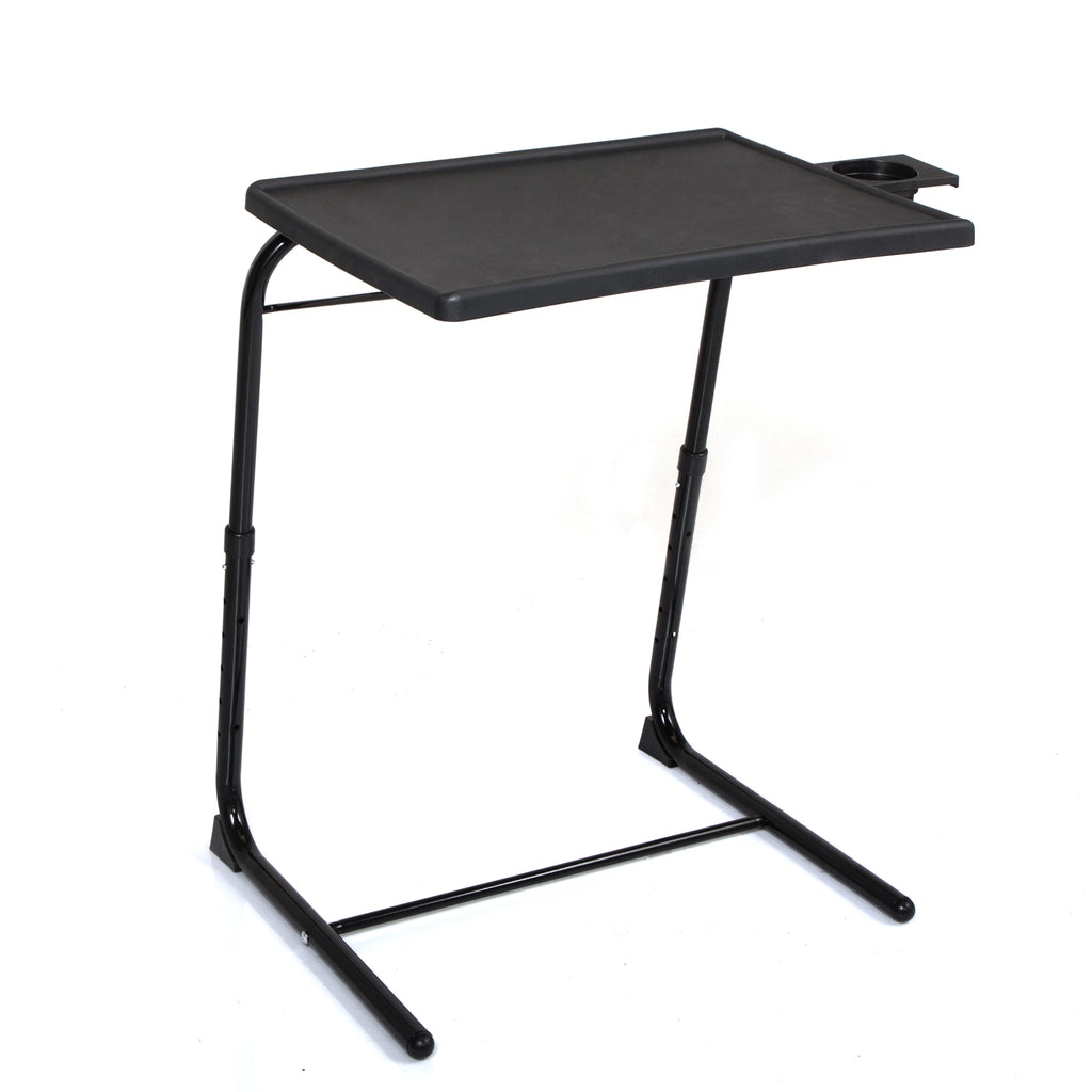 Portable Black Laptop Desk, Height Adjustable Mobile Computer Table with Lockable Wheels for Home Office Bedroom Study