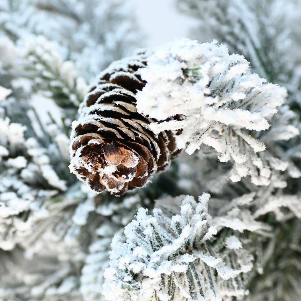 AEELLEEA 2ft Pre-lit Snow Flocked Mini Christmas Tree with Pot, Warm LED Lights & Pine Cones, Tabletop Artificial Xmas Tree for Holiday Home Decor