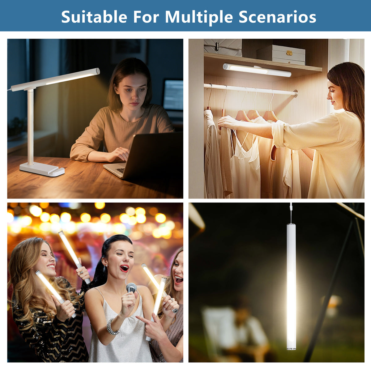 AEELLEEA Magnetic LED Desk Lamp, 360° Rotatable Detachable Light Bar, 15 Lighting Modes Dimmable USB Table Lamp for Study Reading Work