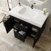 Black Bathroom Vanity with Sink, Modern Freestanding Bathroom Cabinet with White Marble Top, Doors and Drawers for Bathroom
