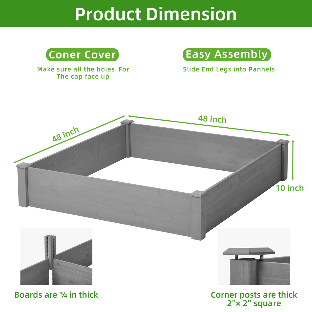 AEELLEEA Raised Garden Bed, Outdoor Wood Planter Box, Tool-Free Assembly, Elevated Bed for Growing Herbs