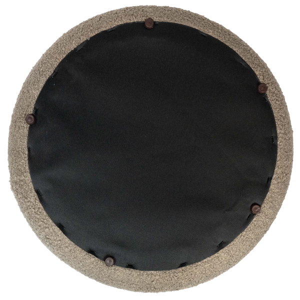 AEELLEEA 17.5" Round Boucle Storage Ottoman with Removable Lid, Upholstered Footstool for Living Room Bedroom, Taupe
