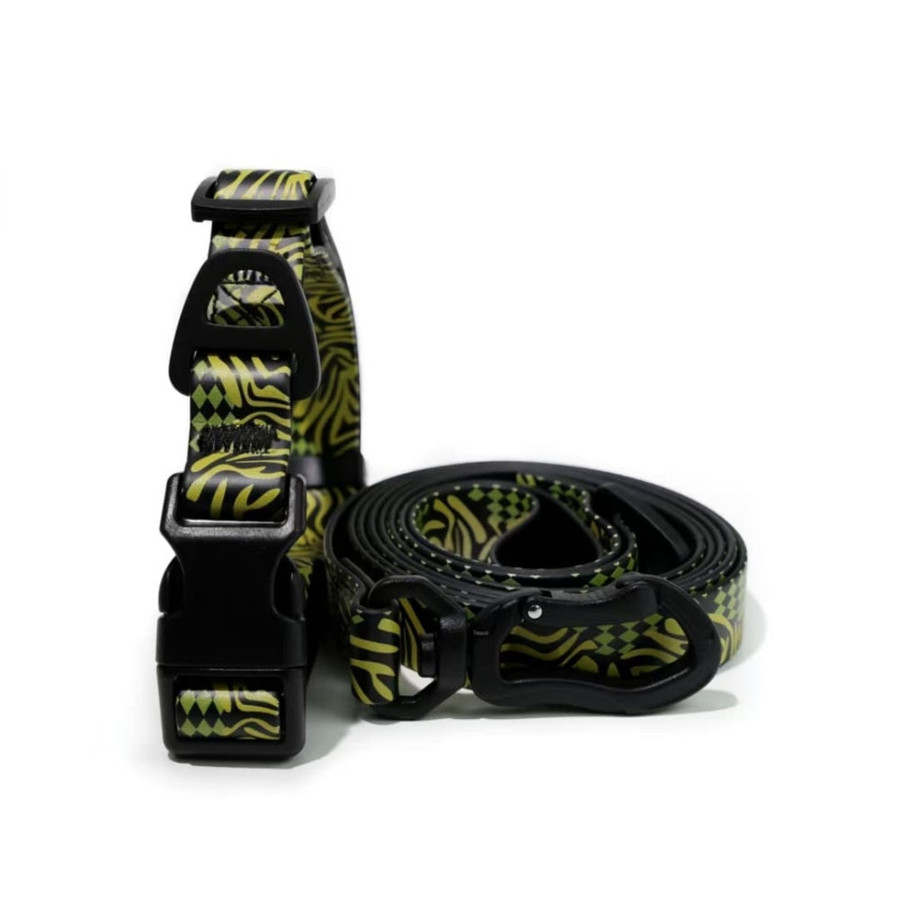 Tropical Print Dog Collar and Leash Set, Adjustable Quick Release Buckle Matching Pet Lead for Small Medium Large Dogs Walking