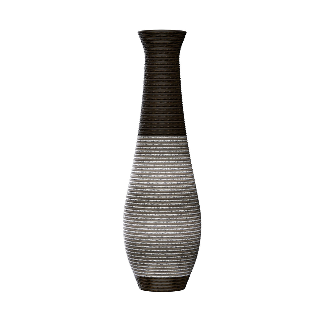 AEELLEEA Tall Two-Tone Woven Floor Dry Vase, 40.2"H x 11.6" D, Textured Decor Vase for Pampas Grass, Entryway Living Room Boho Home Decor