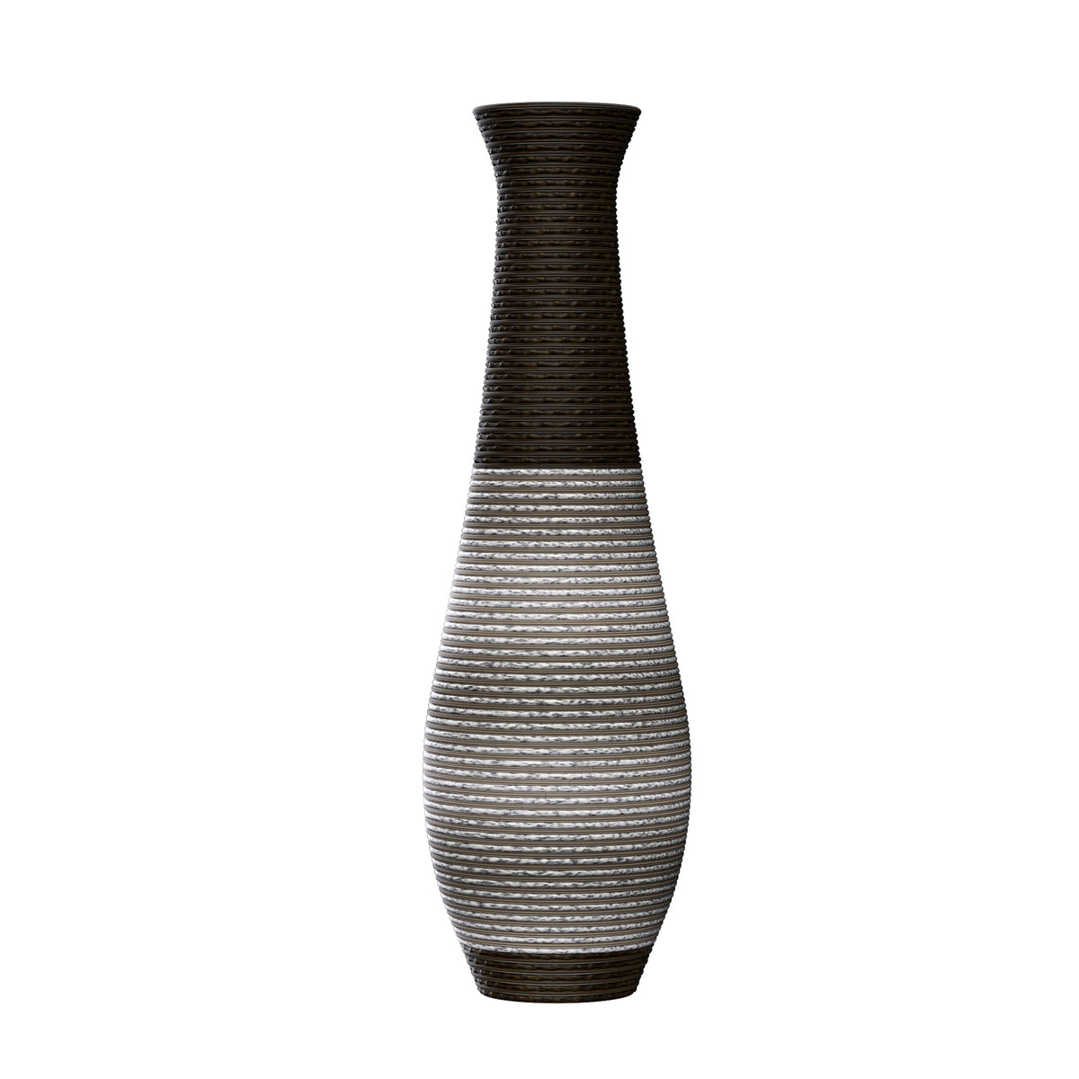 AEELLEEA Tall Two-Tone Woven Floor Dry Vase, 40.2"H x 11.6" D, Textured Decor Vase for Pampas Grass, Entryway Living Room Boho Home Decor