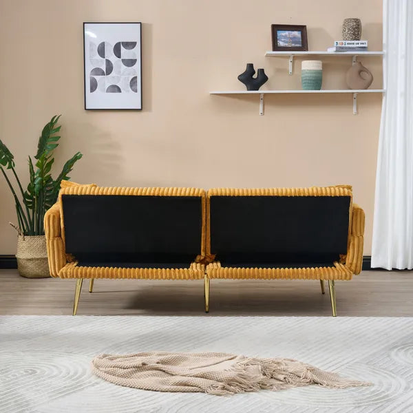 Aeelleea 79 Inch Corduroy Sofa Bed, Foldable Convertible 2-Seater Couch with Foldable Armrests, Suitable for Living Room & Small Spaces
