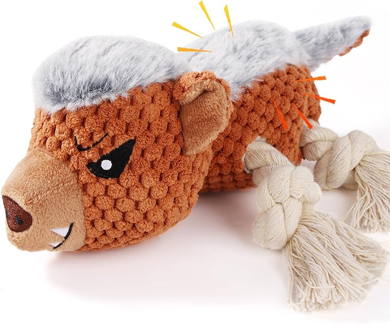 Squeaky Dog Toys, Tug of War Dog Toy for Large Dogs, Plush Puppy Toys with Pull Rope, Interactive Dog Toys for Small, Middle, and Big Dogs