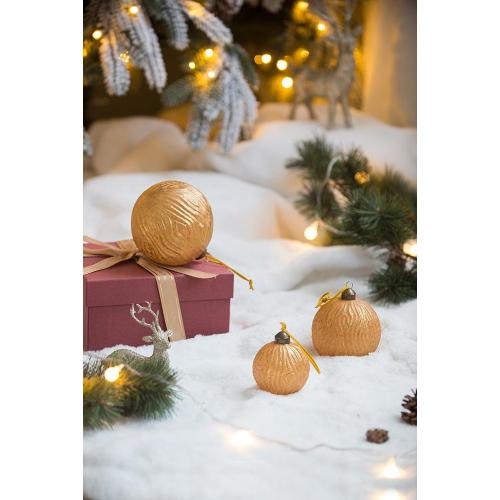 AEELLEEA 3.9" Gold Wavy Textured Glass Christmas Ball Ornaments Set of 6, Hanging Baubles for Xmas Tree Seasonal Home Decor