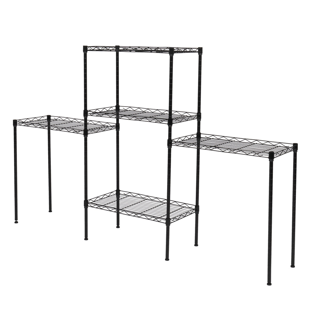 AEELLEEA-Changeable Assembly Floor Standing Carbon Steel Storage Rack, Black