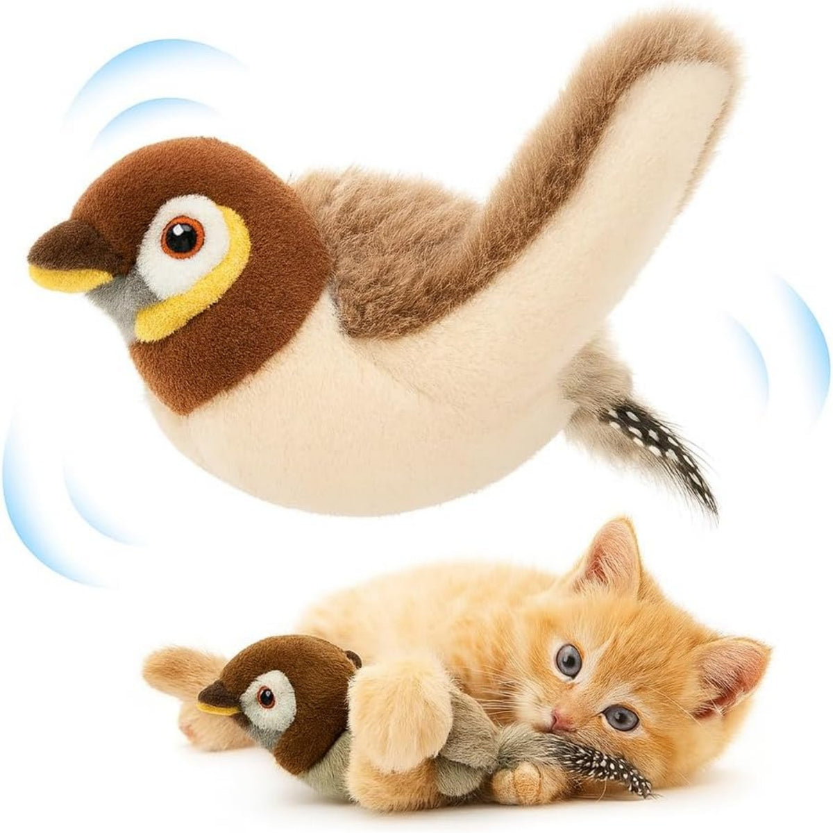 AEELLEEA Bird Shaped Cat Toy, Interactive Catnip Toys, Cute Animal Shape Plush Kitten Exercise Pet Toys For Cats