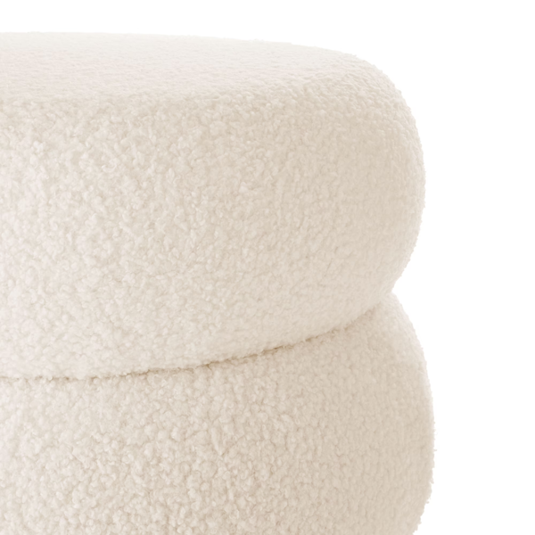 AEELLEEA 17" Round Boucle Storage Ottoman with Removable Lid, Upholstered Accent Stool for Living Room and Bedroom, Ivory