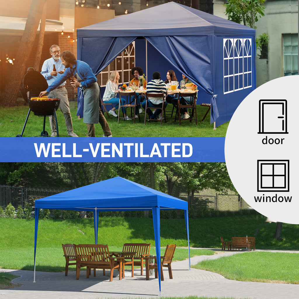 AEELLEEA 10'x10' Outdoor Gazebo Canopy Tent, Waterproof UV Resistant Pop Up Patio Shelter with Sidewalls & Windows for Party, BBQ, Wedding