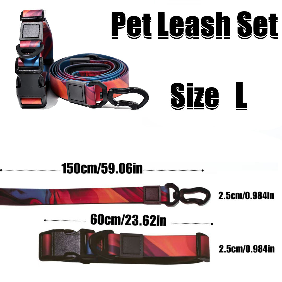 Printed Dog Collar and Leash Set, Adjustable Quick Release Buckle, Heavy Duty Matching Pet Walking Gear for Small Medium Large Dogs