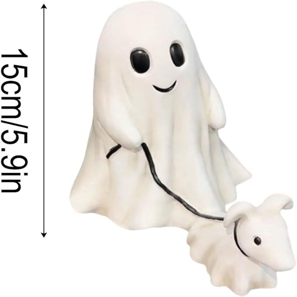 Ghost Walking Dog Statue, Spooky Ghost Dog Halloween Figurine, Funny Halloween Ghost Dog Ornament, Outdoor Garden Tabletop Sculpture Decoration