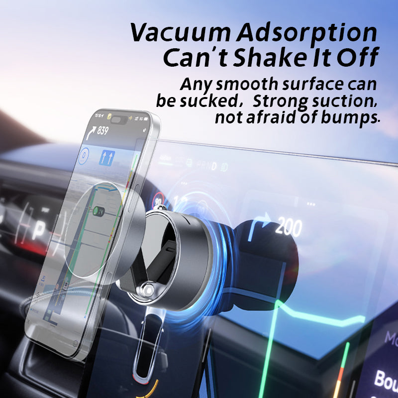 Vacuum Suction, Foldable Magnetic Phone Holder, Suction Pro, Dash Mount, 360 Rotation, Phone Stand for Car Truck, Desk, Gym, Universal Compatibility