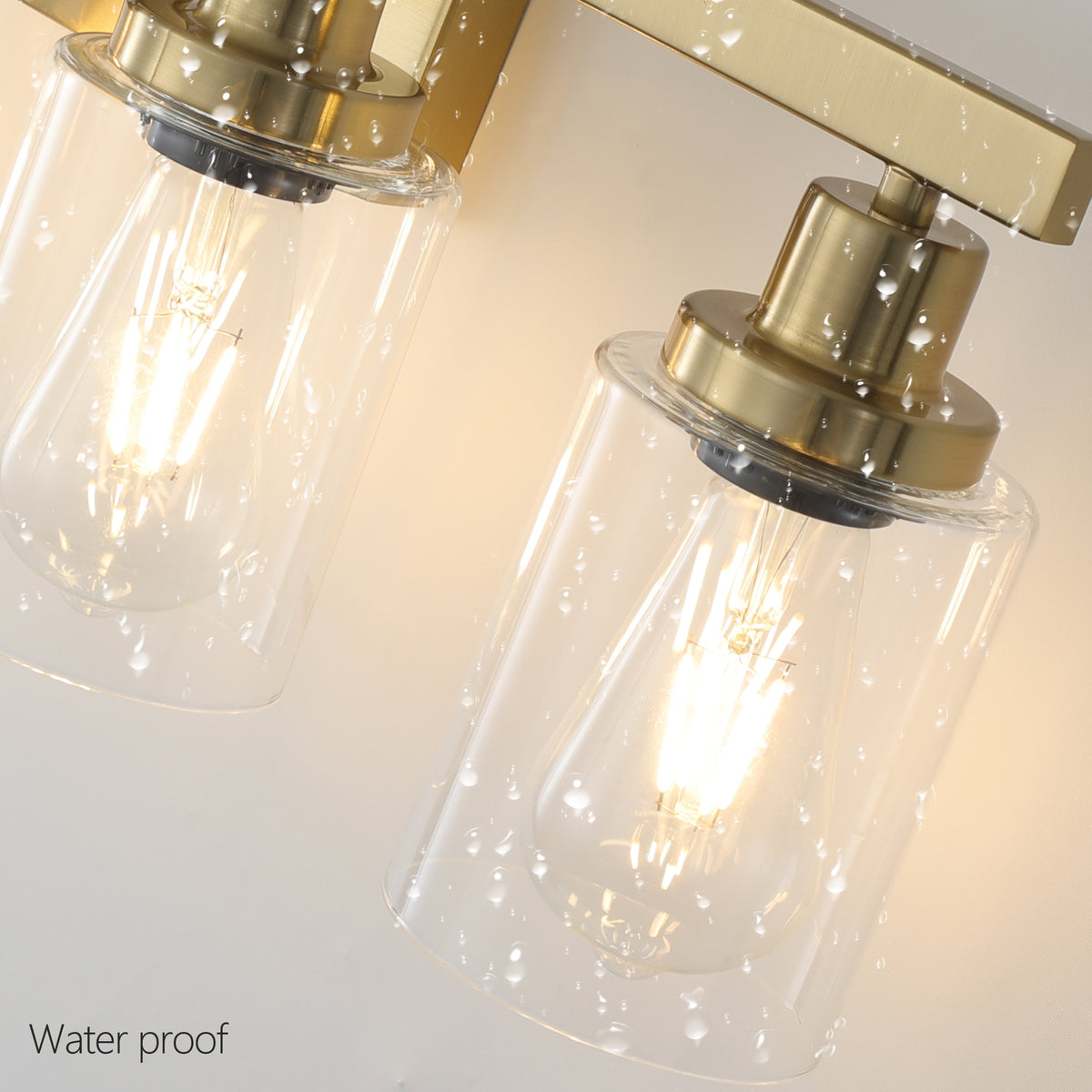 4-Light Vanity Makeup Mirror Lamp, Brass Finish Iron Base & Lamp Cup Connector, Clear Glass Lampshade, Wall Mounted Makeup Light for Dressing Table, Bedroom & Bathroom Home Decor