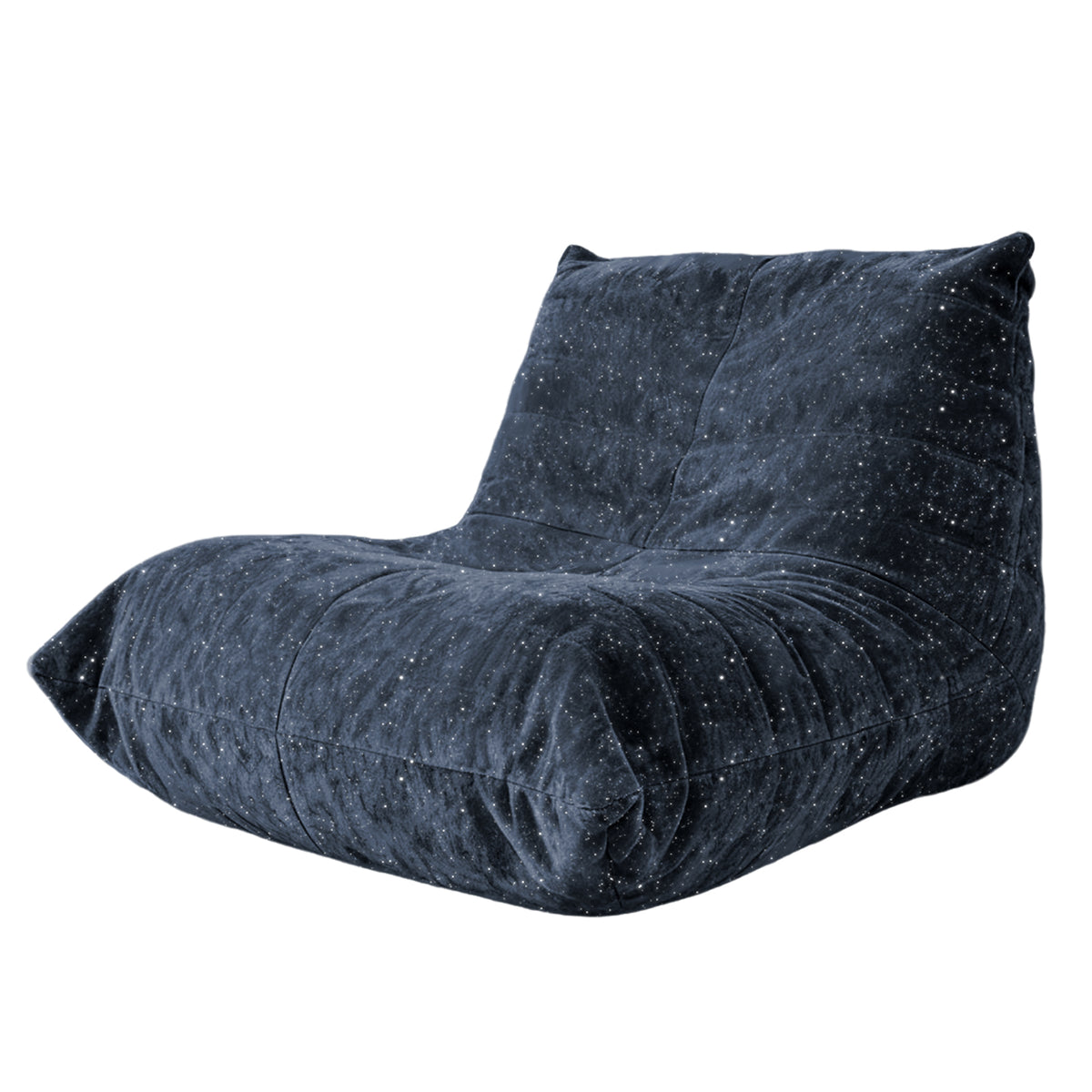 AEELLEEA Navy Blue Sparkling Chenille Bean Bag Chair, Ergonomic Lazy Sofa with Removable Cover & Anti-Slip Base
