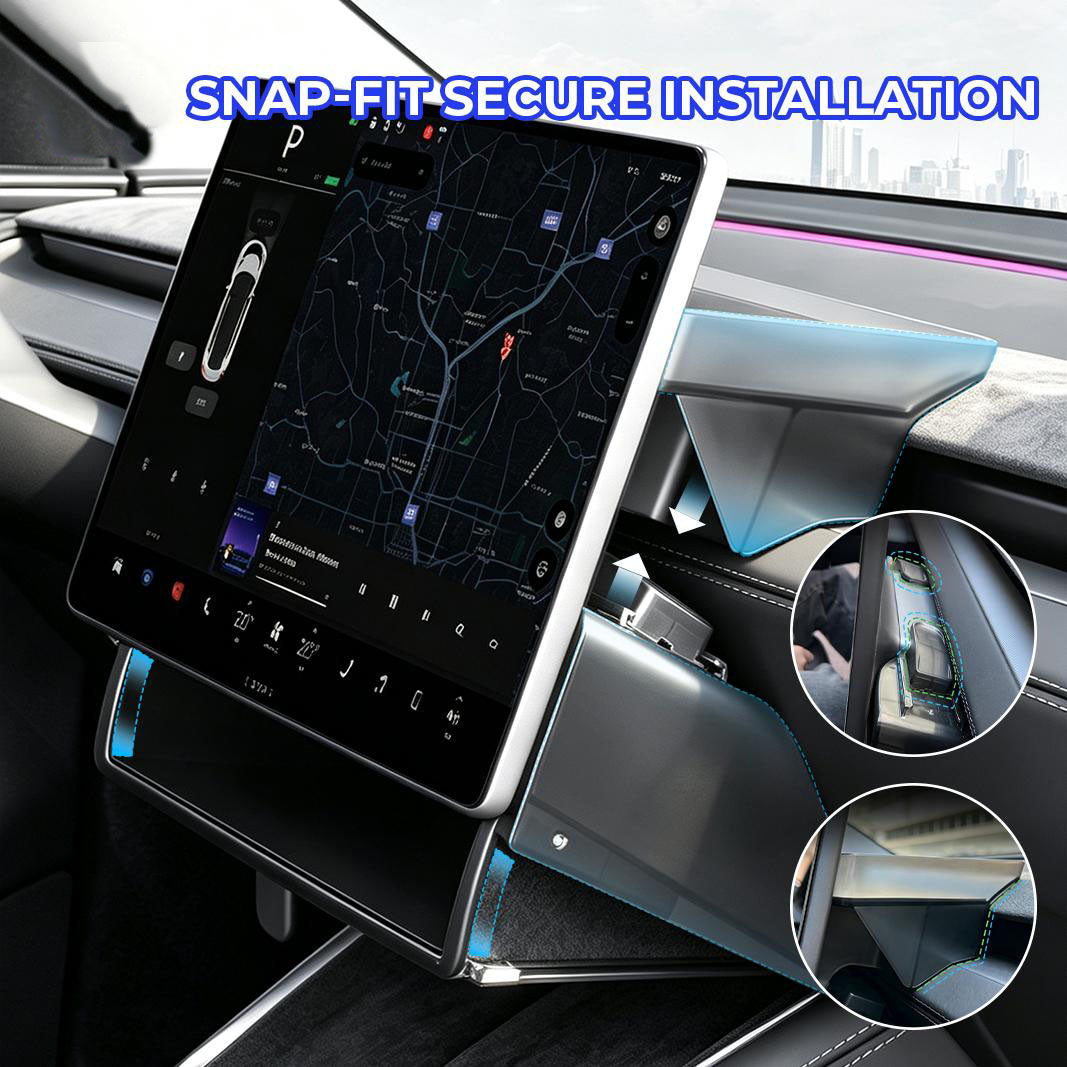 Tesla Model Y Juniper & Model Y L Under Screen Storage Organizer (2025-2026), Hideable Center Console Organizer Tray for Model 3 Highland 2024-2026, Black Car Interior Accessories, Abs Plastic, Juniper/Highland