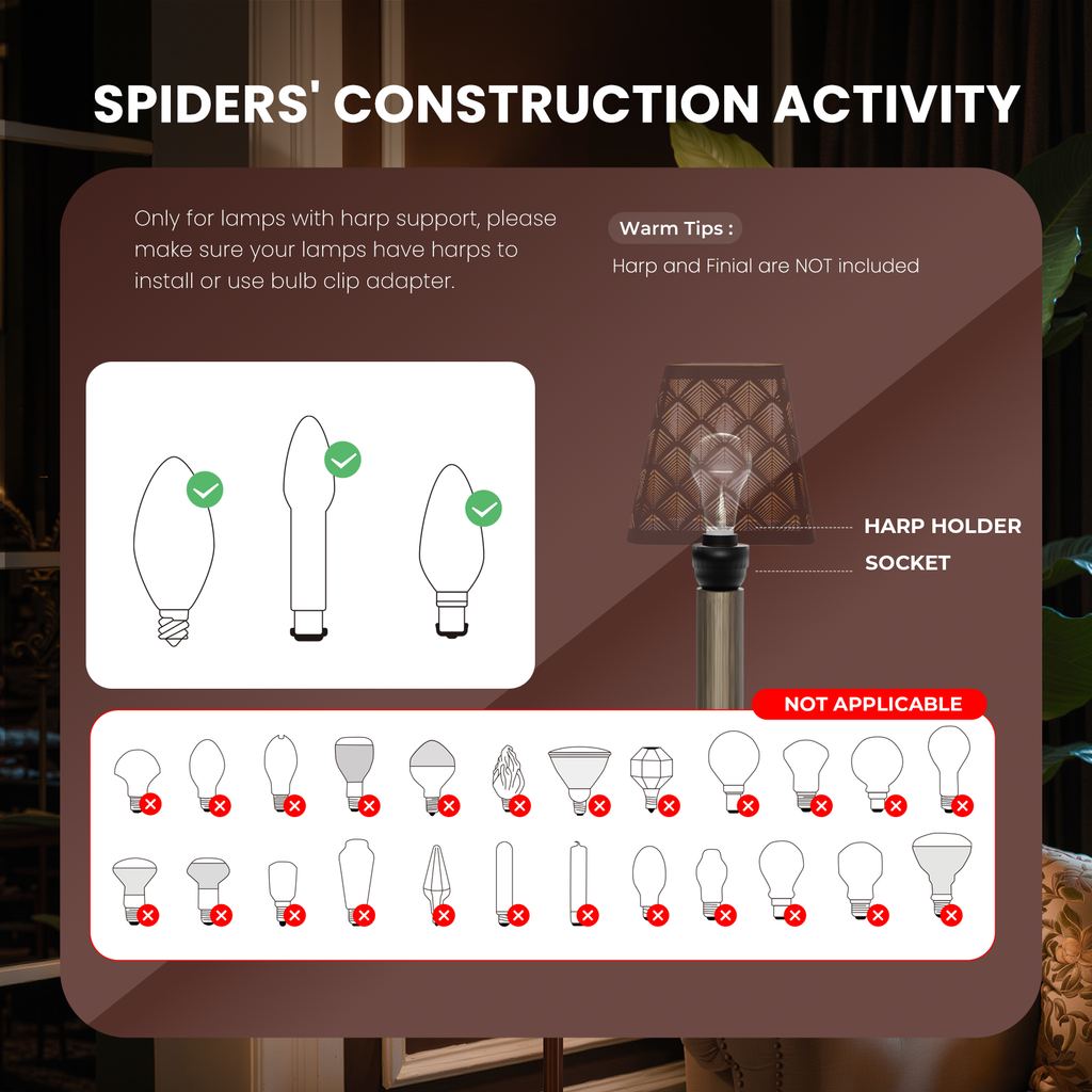 "Set of 2 Square Metal Lamp Shades with Etched Arrow Design, Black & Gold Finish, 3.55 x 5.6 Inches for Table or Floor Lamps"