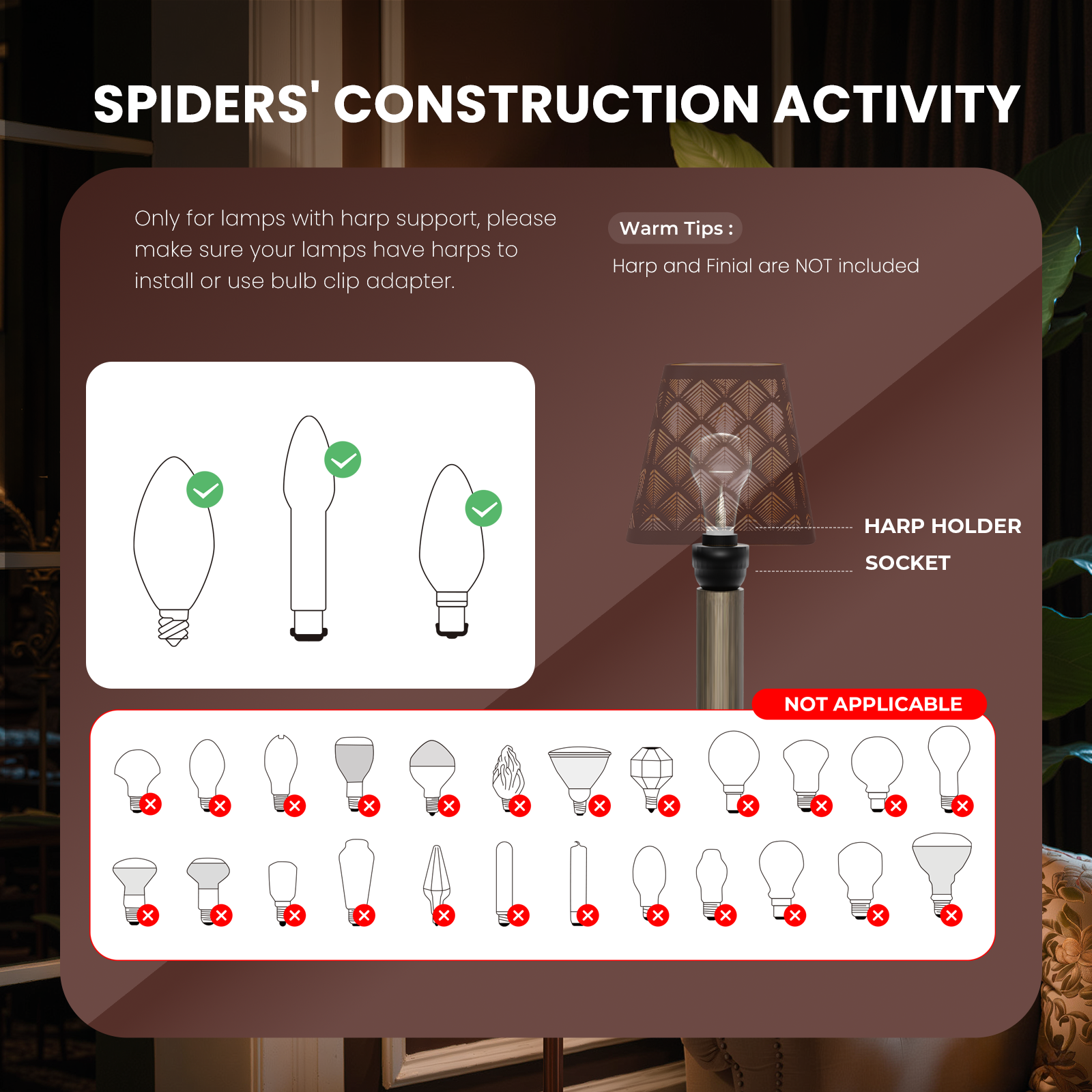 "Set of 2 Square Metal Lamp Shades with Etched Arrow Design, Black & Gold Finish, 3.55 x 5.6 Inches for Table or Floor Lamps"