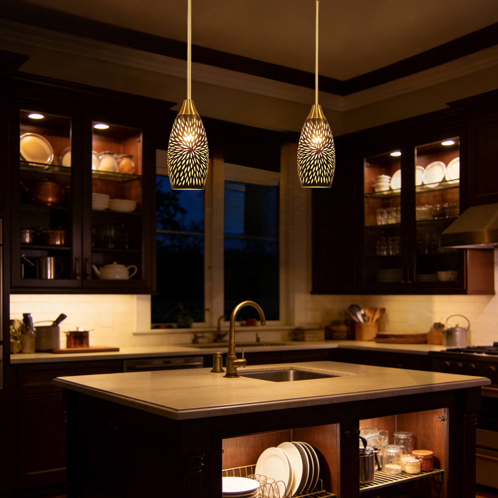 ALUCSET Plug-in Adjustable Pendant Light, 4.8"×7.8" Hanging Lamp for Kitchen Island Dining Living Room